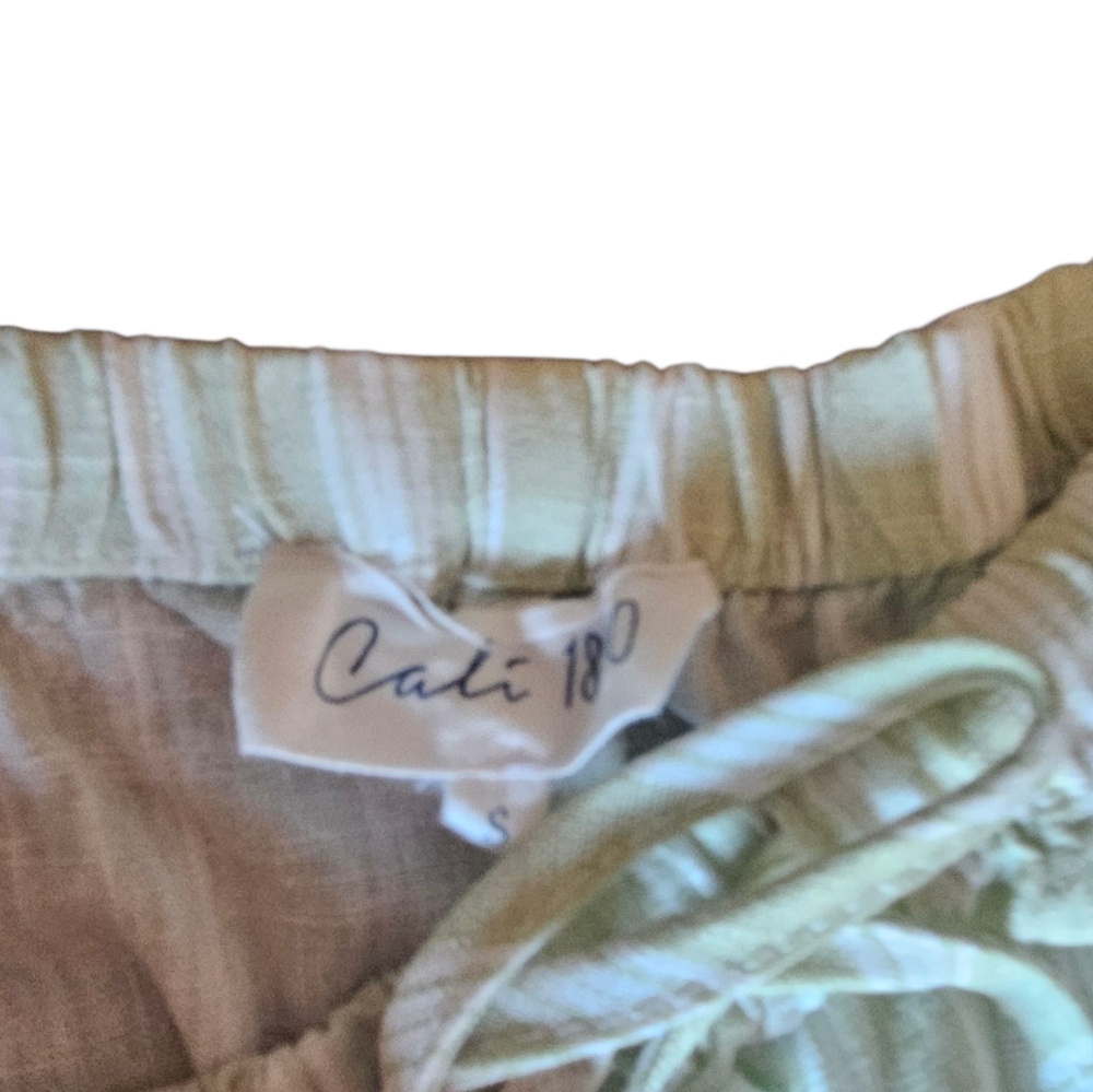 NWT - Cali 1850 - Sage Green Striped Lined Blend Wide Leg Pants - Small - Picture 8 of 14